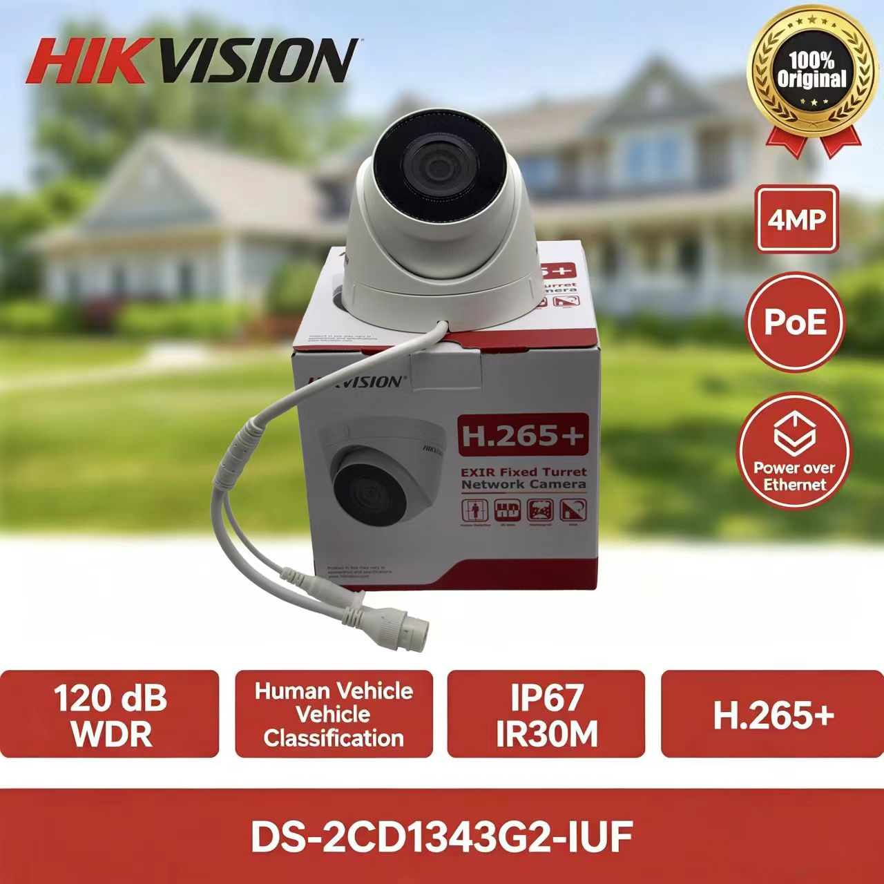 Home Security Hikvision - Câmera IP Hikvision DS-2CD1343G2-IUF 4MP PoE