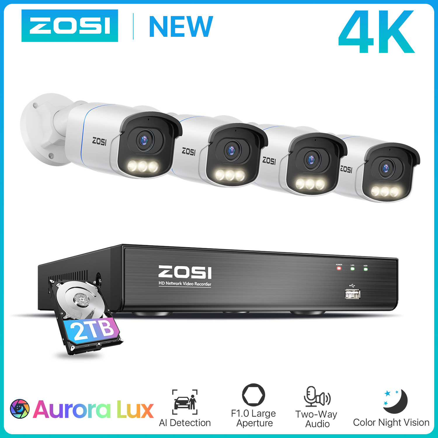 Nvr Kit 8 Channel - Zosi 4k poe sistema de câmera