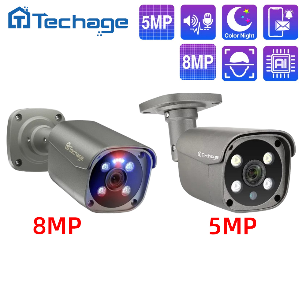 Home Security Ai - Techage 8mp 5mp 4mp poe câmera