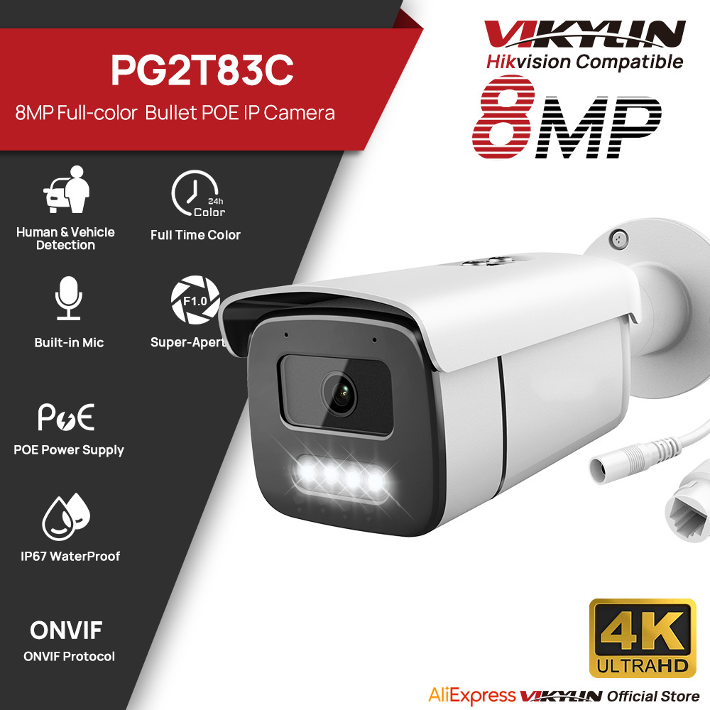 Nvr Kit 8 Channel - Câmera IP Bullet Vikylin 8MP com