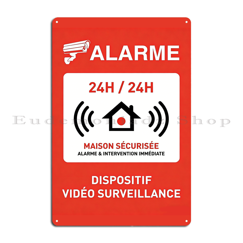 Placa de Metal Retrô com Siste - Home Security Alarm System avaliação e preço