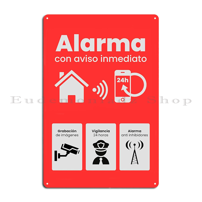 Placa de Metal Retrô com Siste - Home Security Alarm System avaliação e preço