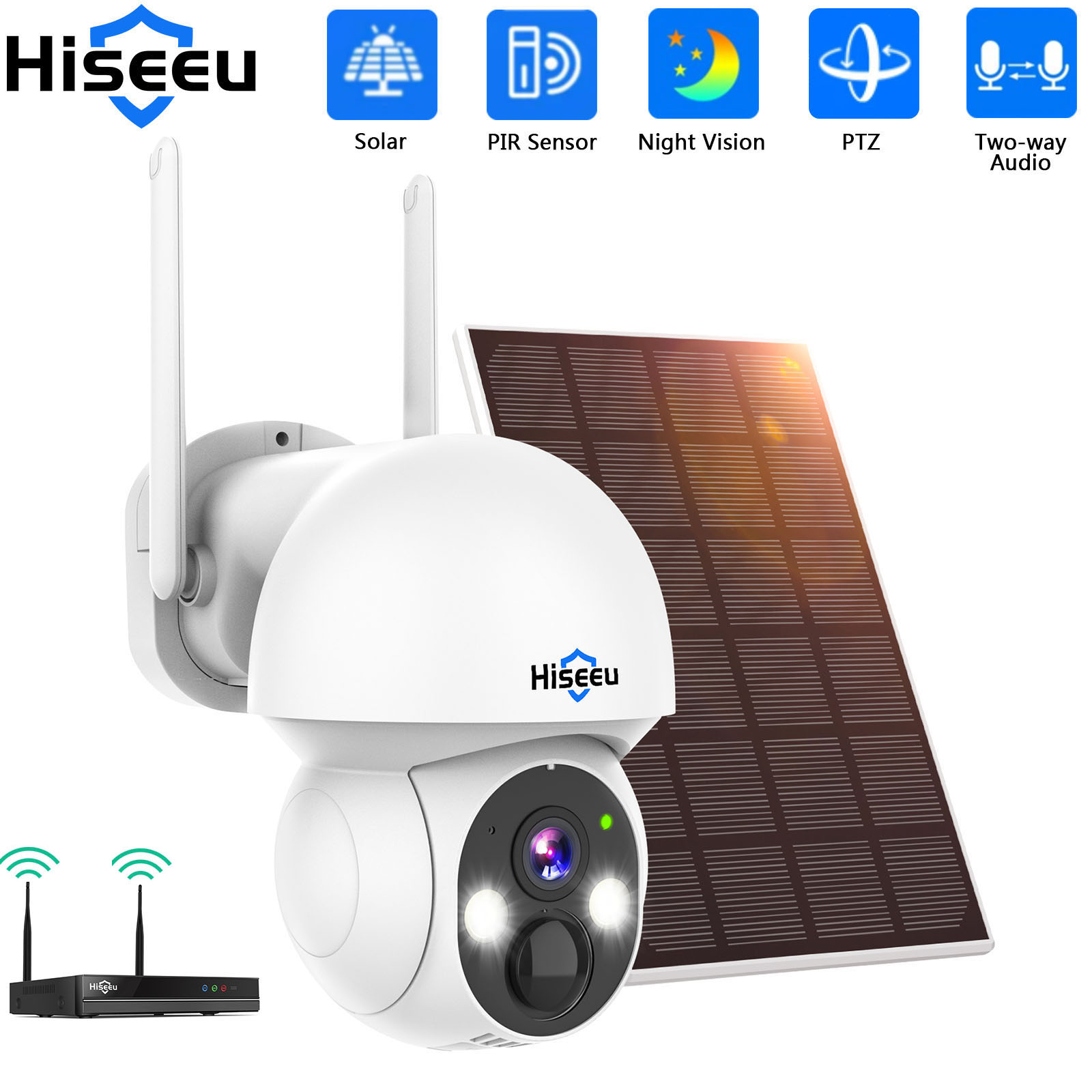 Hiseeu 2k 4mp wifi ptz câmera  - Camera Solar Wireless avaliação e preço