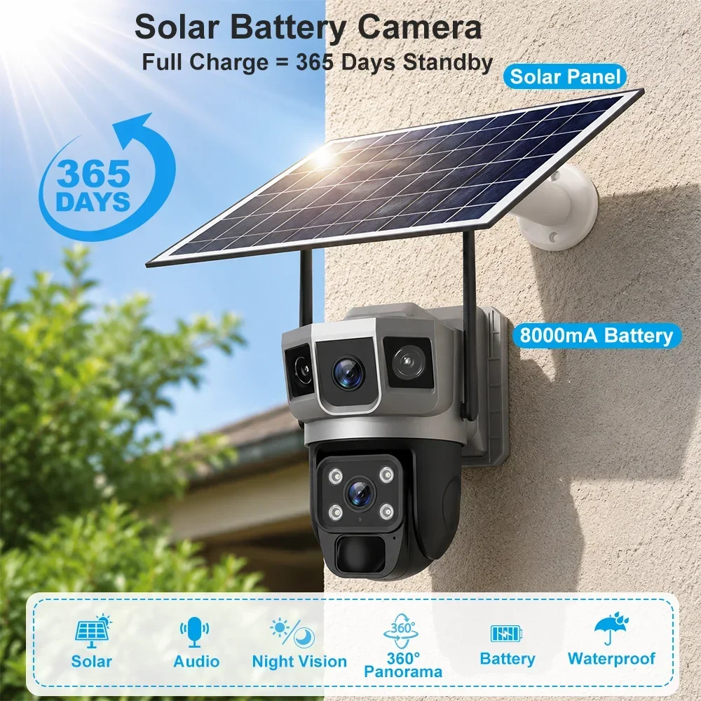 Câmera V380 4K com 3 telas, 4G - Home Security Ai avaliação e preço