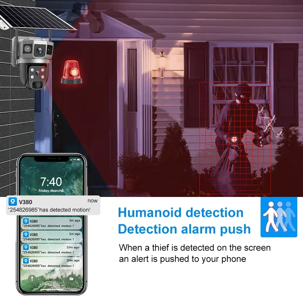 Câmera V380 4K com 3 telas, 4G - Home Security Ai avaliação e preço